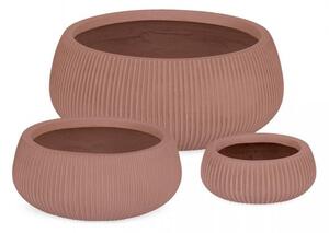 Set 3 Vasi Ribbed Bomb Terracotta Basso