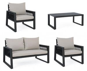 Set Salotto da Giardino Divano 2 Poltrone e Tavolino Captiva Antracite