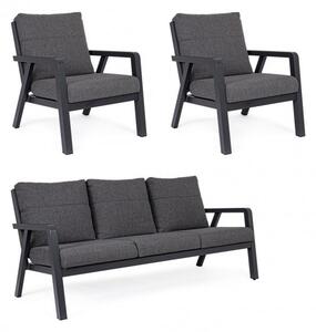 Set Salotto da Giardino Divano 2 Poltrone con Cuscini Truman Antracite