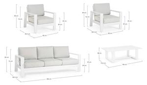 Set Salotto da Giardino Divano 2 Poltrone e Tavolino Baltic Bianco