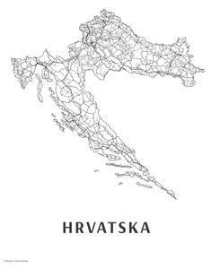 Mappa Hrvatska black white