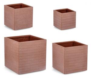 Set 4 Vasi Quadrati Tressage Terracotta