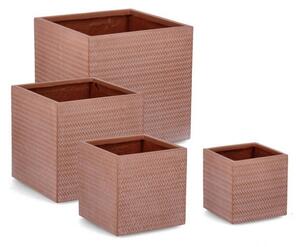 Set 4 Vasi Quadrati Tressage Terracotta