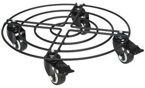 Carrello Sottovaso Ø30 cm in Metallo con Ruote Nero