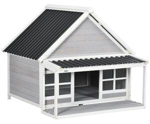 Cuccia Casetta per Cani 126x118x105 cm in Legno e PVC Grigio