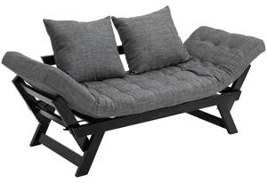 Divano Letto 164x66x81 cm in Rovere e Ciniglia Nero e Grigio
