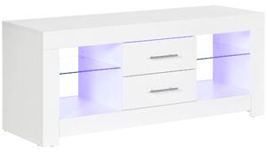 Mobile TV da 55” 120x40x50 cm con Luce LED in Legno e Vetro Bianco