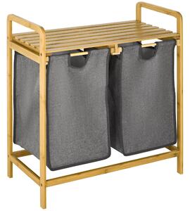 Portabiancheria 63,5x33x73 cm in Legno di bambù Grigio