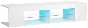 Mobile TV fino a 60” 137x40x34 cm con Luce LED in Truciolato Bianco Lucido