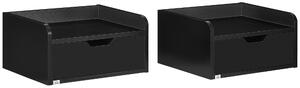 Set 2 Comodini Sospesi 40x30x19,5 cm in Truciolato Nero