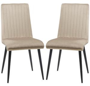 Set 2 Sedie Imbottite 43x58x90 cm in Tessuto Marrone Chiaro