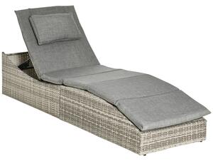 Lettino Prendisole da Giardino 60x200x40 cm in Rattan PE Grigio