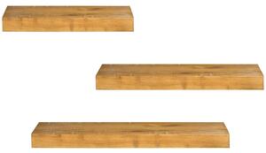 Set 3 Mensole 30/40/50x18x3,6 cm in Legno di Pino Marrone