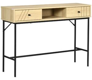 Consolle Fissa 2 Cassetti 110x29,5x78 cm in Legno e Metallo Naturale