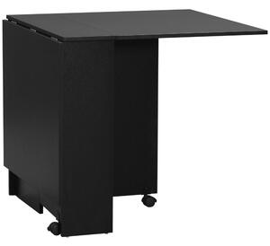 Tavolo Pieghevole Salvaspazio per 4-6 Persone con Ruote 75x140x74 cm in Legno Nero