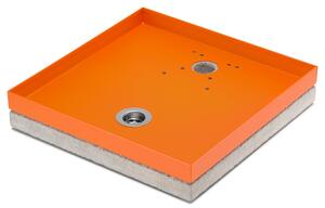 Base Portaciottolo per Fontane 40x40x8 cm in Metallo con Base in Cemento Belfer 42/BSE/10 Arancione