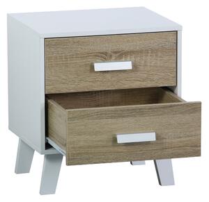 Comodino 2 Cassetti 40x34x45 cm in Pannello Truciolare Bianco/Sonoma