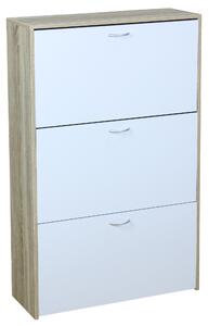 Scarpiera 3 Ante 60x24x116 cm in Pannello Truciolare Bianco/Sonoma