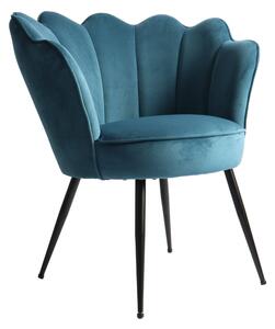 Poltrona a Conchiglia 66x61x76 cm in Tessuto Vellultato Nero/Blu