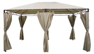 Gazebo da Giardino 4x3x2,6m con Tende Laterali Ecrù