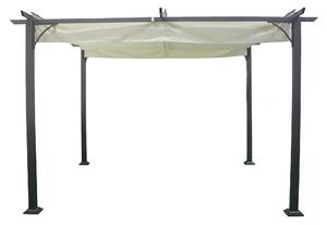 Pergola da Giardino 3,5x3x2,35m Copertura Scorrevole Ecrù