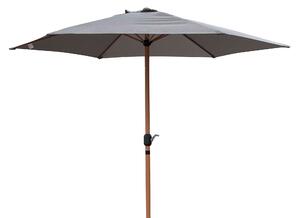 Ombrellone da Giardino Ø3x2,4 m Palo Ø38 mm in Acciaio Effetto Legno Copertura Tortora