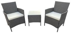 Set Salotto da Giardino 2 Sedie 1 Tavolino in Rattan Sintetico Grigio