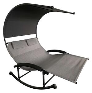 Dondolo Letto 2 Posti da Giardino 200x140x178 cm in Acciaio e Poliestere Grigio Scuro