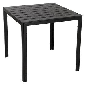 Tavolo da Giardino 78x78x74 cm in Plastica Stampa Effetto Legno Nero