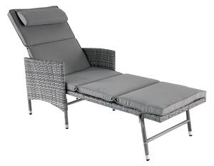 Lettino Prendisole Multiposizione da Giardino 149/186x67x98/63 cm in Rattan Sintetico Grigio Talpa