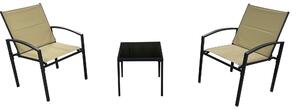 Set Salotto da Giardino 2 Sedie 1 Tavolino con Seduta eSchienale in Textilene Beige