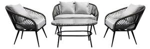 Set Salotto da Giardino Divano 2 Poltrone e Tavolino in Rattan Sintetico Grigio Chiaro Melange