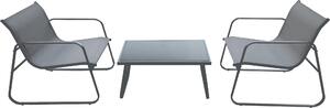 Set Salotto da Giardino 2 Sedie 1 Tavolino in Alluminio e Textilene Grigio e Antracite
