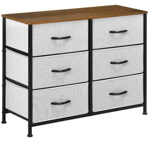 Cassettiera 6 Cassetti 80x30x62,5 cm in Legno e Acciaio Marrone Grigio e Nero