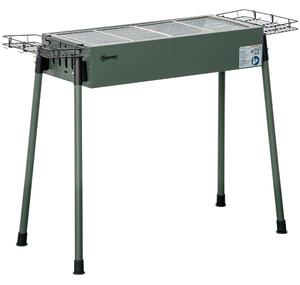 Barbecue a Carbone Carbonella 77x30x70 cm in Acciaio Verde Scuro