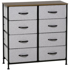 Cassettiera 8 Cassetti 80x30x81,5 cm in Legno e Acciaio Marrone Grigio e Nero