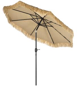 Ombrellone da Giardino Ø265x250 cm in Metallo e Poliestere Cachi