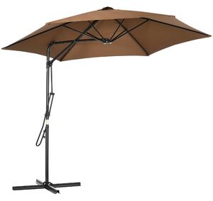 Ombrellone da Giardino Decentrato Ø295x245 cm in Metallo e Poliestere Marrone