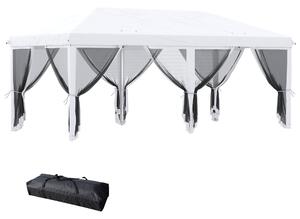 Gazebo da Giardino Pieghevole 585x295x270 cm con 6 Tende Zanzariere in Acciaio Bianco Crema