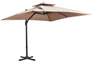 Ombrellone da Giardino Decentrato 295x295 cm in Alluminio e Poliestere Cachi e Nero