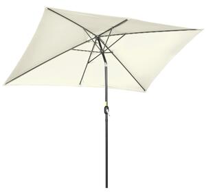 Ombrellone da Giardino 1,9x2,9x2,4 m Palo Ø38 mm in Alluminio Metallo e Poliestere Bianco Crema