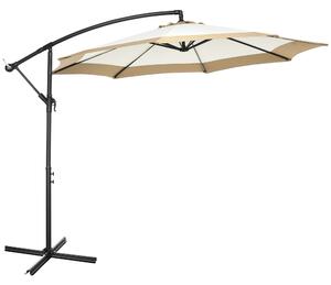 Ombrellone da Giardino Decentrato Ø295x194 cm in Acciaio e Poliestere Marrone chiaro e crema