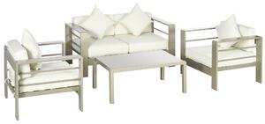 Set Salotto da Giardino Divano 2 Poltrone e Tavolino Oro Champagne