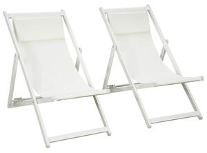 Set 2 Sedie Sdraio 96,5x58x91,5 cm in Alluminio Beige