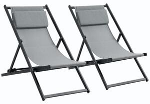 Set 2 Sedie Sdraio 96,5x58x91,5 cm in Alluminio Grigio