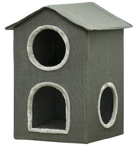 Casetta per Gatti a Due Livelli 42x46x59,5 cm 3 Entrate con Cuscini Verde