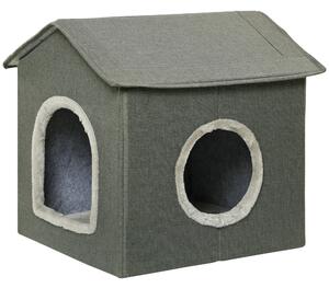Casetta per Gatti 39x43,5x40,5 cm 2 Entrate con Cuscini Verde