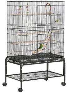 Voliera per Uccelli 79x49x133 cm in Acciaio Nero