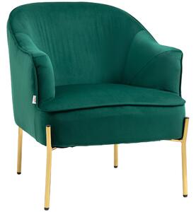 Poltrona da Camera 62x69x75 cm in Tessuto Effetto Velluto Verde