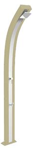 Doccia Solare da Esterno Giardino 30L Miscelatore e Lavapiedi Arkema Spring Fascia Inox Champagne Bronze